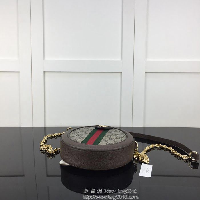 GUCCI古馳 新款 專櫃品質 原單 550618 啡Pvc啡皮繡豬 圓形 鏈條挎包HY1365